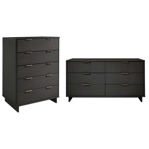 Manhattan Comfort Granville Modern 2-Piece Dresser Set in Charcoal Gray