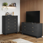 Manhattan Comfort Granville Modern 2-Piece Dresser Set in Charcoal Gray - GRAN065