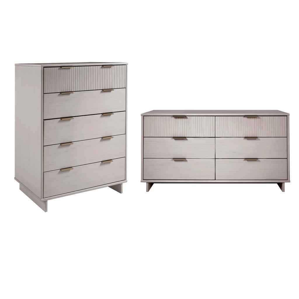 Manhattan Comfort Granville Modern 2-Piece Dresser Set in Light Gray