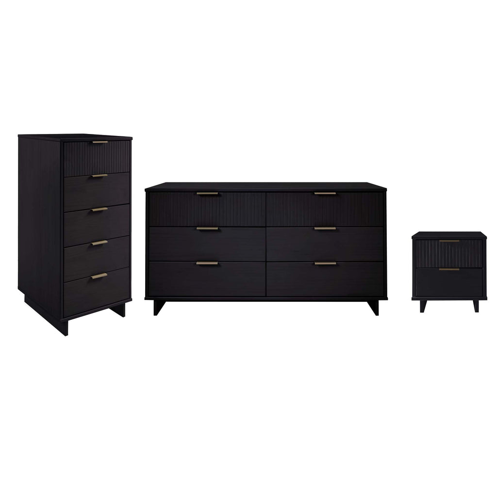 Manhattan Comfort Granville Modern 3-Piece Dresser Set in Black