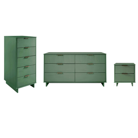 Manhattan Comfort Granville Modern 3-Piece Dresser Set in Sage Green