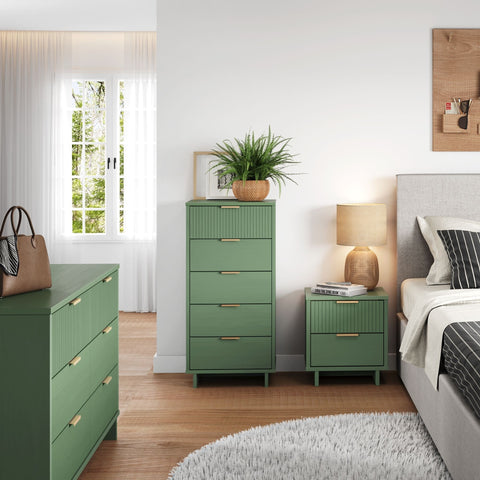 Manhattan Comfort Granville Modern 3-Piece Dresser Set in Sage Green
