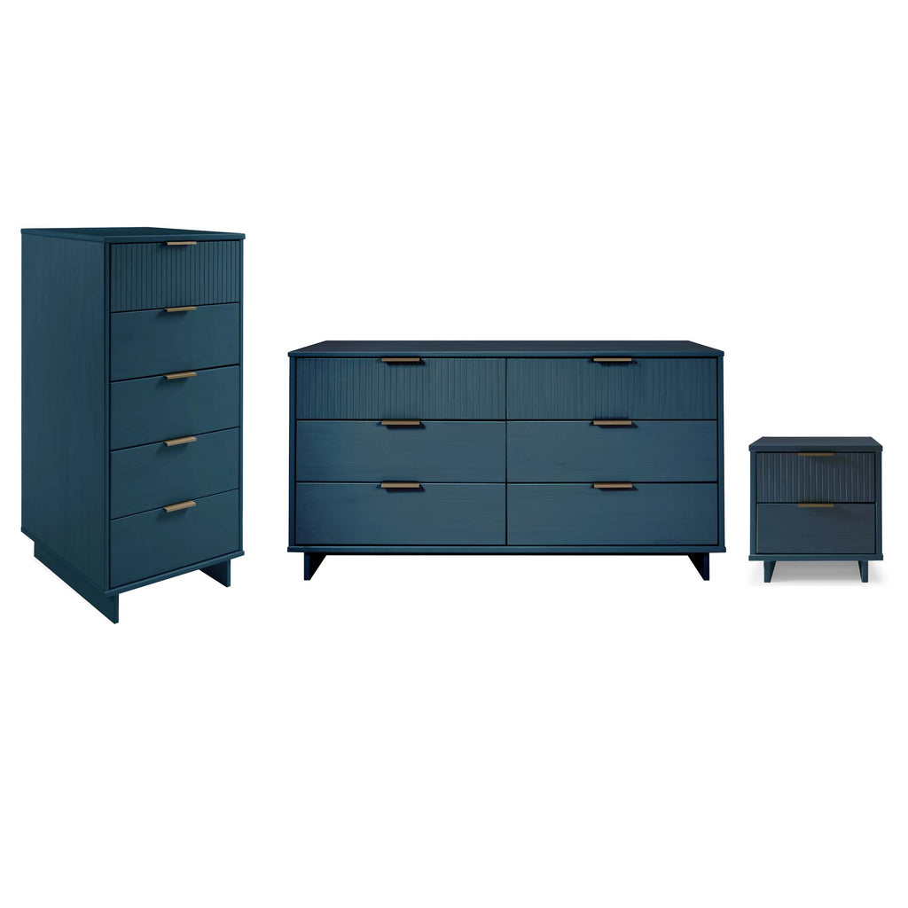 Manhattan Comfort Granville Modern 3-Piece Dresser Set in Midnight Blue