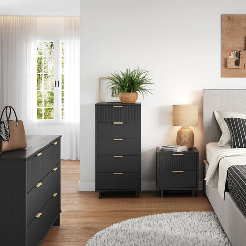 Manhattan Comfort Granville Modern 3-Piece Dresser Set in Charcoal Gray