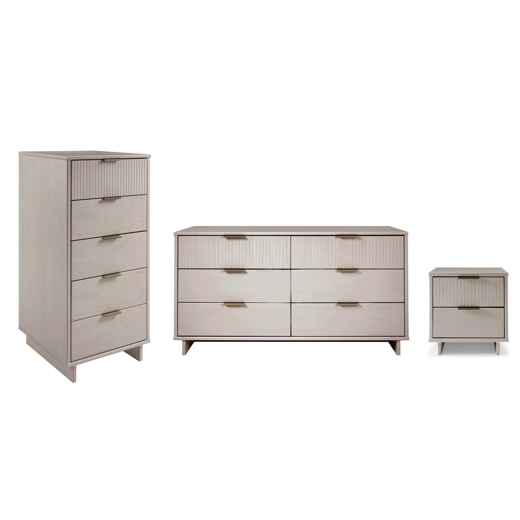 Manhattan Comfort Granville Modern 3-Piece Dresser Set in Light Gray
