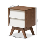Baxton Studio Hildon Mid-Century Modern White and Walnut Wood 2-Drawer Storage Nightstand
