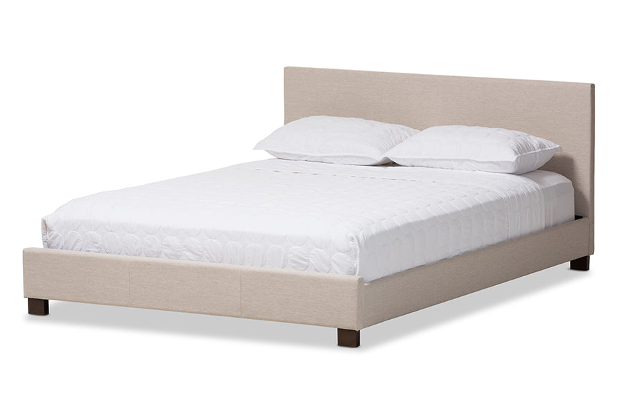 Baxton Studio Elizabeth Modern and Contemporary Beige Fabric Upholstered Panel-Stitched Full Size Platform Bed