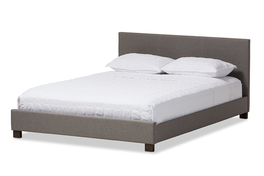 Baxton Studio Elizabeth Modern and Contemporary Grey Fabric Upholstered Panel-Stitched Queen Size Platform Bed