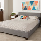 Baxton Studio Elizabeth Modern and Contemporary Grey Fabric Upholstered Panel-Stitched Queen Size Platform Bed