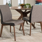 Baxton Studio Kimberly Mid-Century Modern Beige and Brown Fabric Dining Chair - Set of 2
