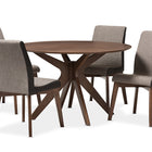 Baxton Studio Kimberly Mid-Century Modern Walnut Wood Round 5-Piece Dining Set