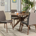 Baxton Studio Kimberly Mid-Century Modern Walnut Wood Round 5-Piece Dining Set