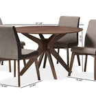 Baxton Studio Kimberly Mid-Century Modern Walnut Wood Round 5-Piece Dining Set