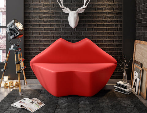 Manhattan Comfort Kiss Modern Vegan Leather Loveseat in Red