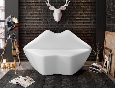 Manhattan Comfort Kiss Modern Vegan Leather Loveseat in White