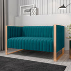 Manhattan Comfort Trillium Mid-Century Modern 57" Velvet Loveseat in Teal