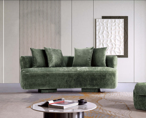 Manhattan Comfort Verandah Mid-Century Modern 91" Chenille Sofa in Olive Green