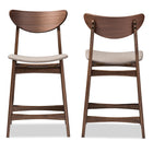 Baxton Studio Latina Mid-century Retro Modern Scandinavian Style Light Grey Fabric Upholstered Walnut Wood Finishing 24-Inches Counter Stool (Set of 2)