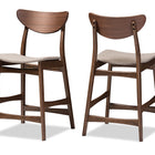 Baxton Studio Latina Mid-century Retro Modern Scandinavian Style Light Grey Fabric Upholstered Walnut Wood Finishing 24-Inches Counter Stool (Set of 2)