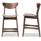 Baxton Studio Latina Mid-century Retro Modern Scandinavian Style Light Grey Fabric Upholstered Walnut Wood Finishing 24-Inches Counter Stool (Set of 2)