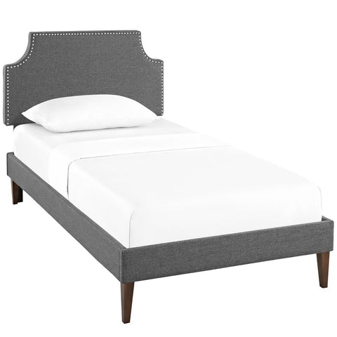 Modway Laura Fabric Twin Platform Bed with Squared Tapered Legs  