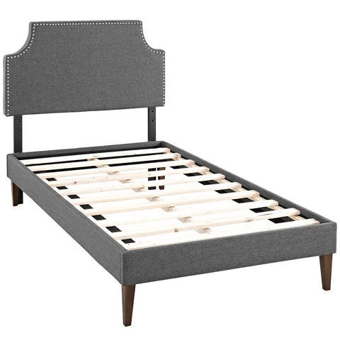 Modway Laura Fabric Twin Platform Bed with Squared Tapered Legs  
