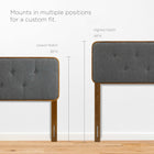 Modway Collins Tufted Fabric and Wood Queen Headboard