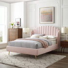 Modway Lana Performance Velvet Queen Wingback Platform Bed