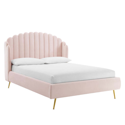 Modway Lana Performance Velvet Queen Wingback Platform Bed  