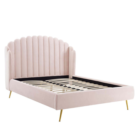 Modway Lana Performance Velvet Queen Wingback Platform Bed  