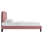 Modway Alessi Performance Velvet Queen Platform Bed - Black Wood Legs