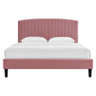 Modway Alessi Performance Velvet Queen Platform Bed - Black Wood Legs