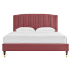 Modway Alessi Performance Velvet Queen Platform Bed - Wood & Gold Legs