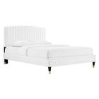 Modway Alessi Performance Velvet Queen Platform Bed - Wood & Gold Legs