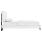 Modway Alessi Performance Velvet Queen Platform Bed - Wood & Gold Legs