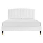 Modway Alessi Performance Velvet Queen Platform Bed - Wood & Gold Legs