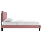 Modway Roxanne Performance Velvet Queen Platform Bed - Black Wood Legs
