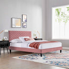 Modway Roxanne Performance Velvet Queen Platform Bed - Black Wood Legs