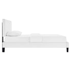 Modway Roxanne Performance Velvet Queen Platform Bed - Black Wood Legs