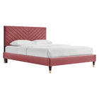 Modway Roxanne Performance Velvet Queen Platform Bed - Wood & Gold Legs