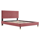 Modway Roxanne Performance Velvet Queen Platform Bed - Wood & Gold Legs