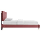 Modway Roxanne Performance Velvet Queen Platform Bed - Wood & Gold Legs