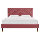 Modway Roxanne Performance Velvet Queen Platform Bed - Wood & Gold Legs