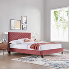 Modway Roxanne Performance Velvet Queen Platform Bed - Wood & Gold Legs