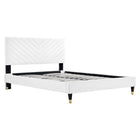 Modway Roxanne Performance Velvet Queen Platform Bed - Wood & Gold Legs
