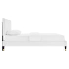 Modway Roxanne Performance Velvet Queen Platform Bed - Wood & Gold Legs