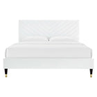 Modway Roxanne Performance Velvet Queen Platform Bed - Wood & Gold Legs