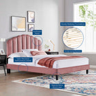 Modway Daisy Performance Velvet Queen Platform Bed - Black Wood Legs