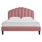 Modway Daisy Performance Velvet Queen Platform Bed - Black Wood Legs