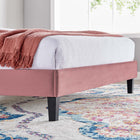 Modway Daisy Performance Velvet Queen Platform Bed - Black Wood Legs